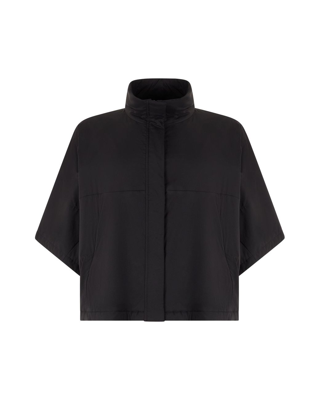 Laminar Black High Collar Poncho