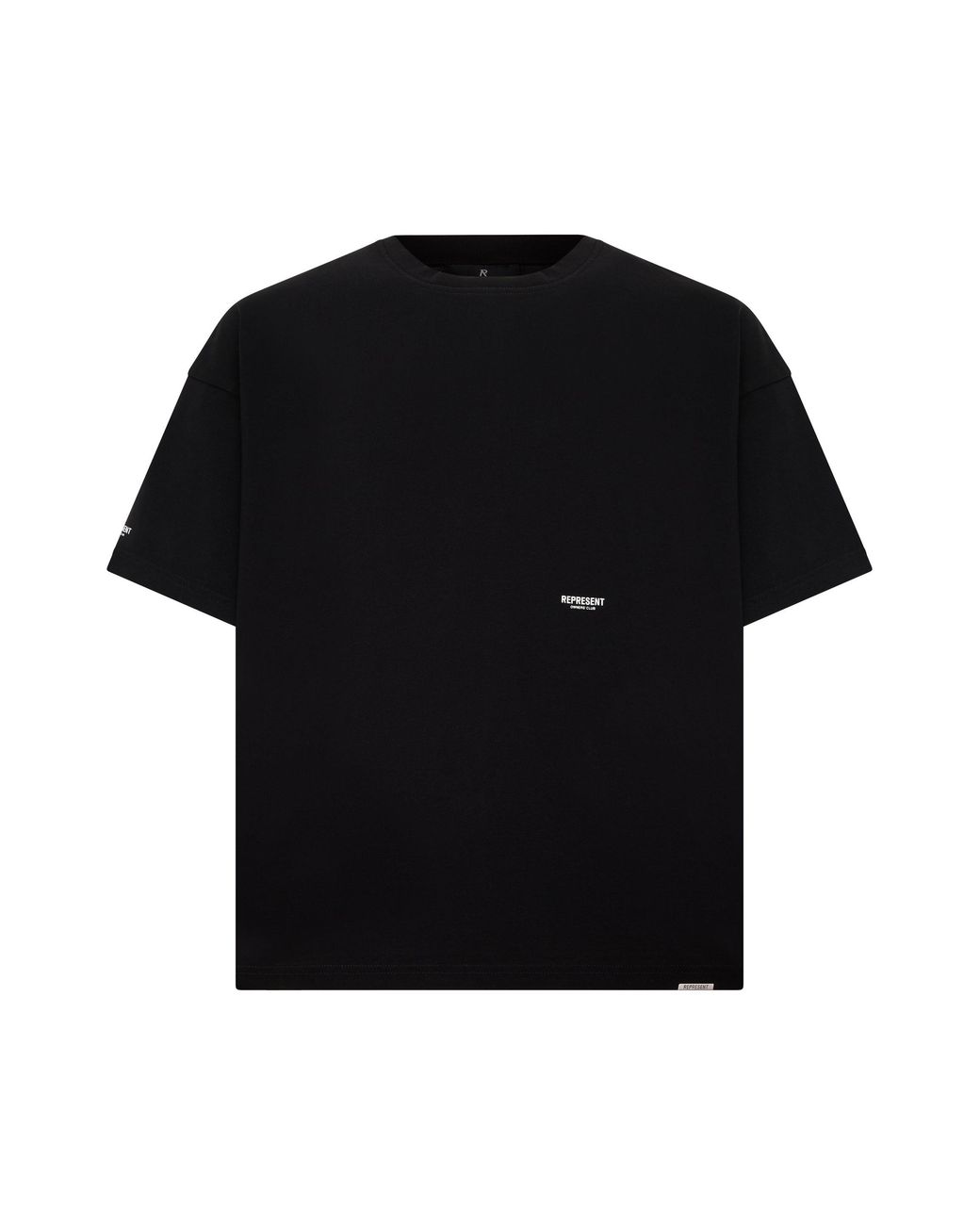 Represent Black T-Shirt With Embroidered Logo, Cotton T-Shirts for men