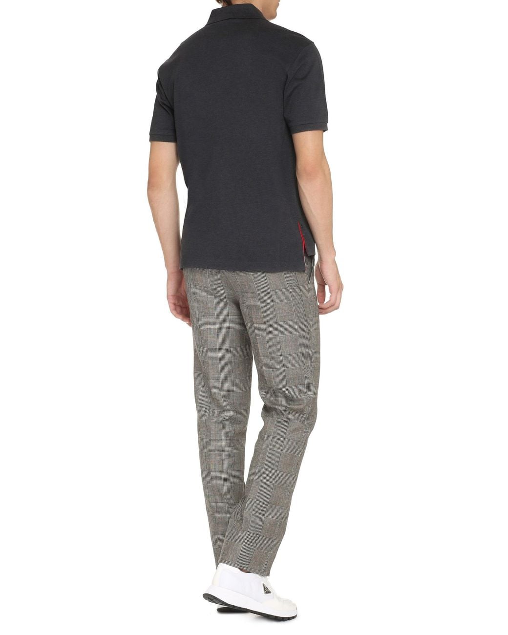 Thom Browne Black Short Sleeve Cotton Polo Shirt for men
