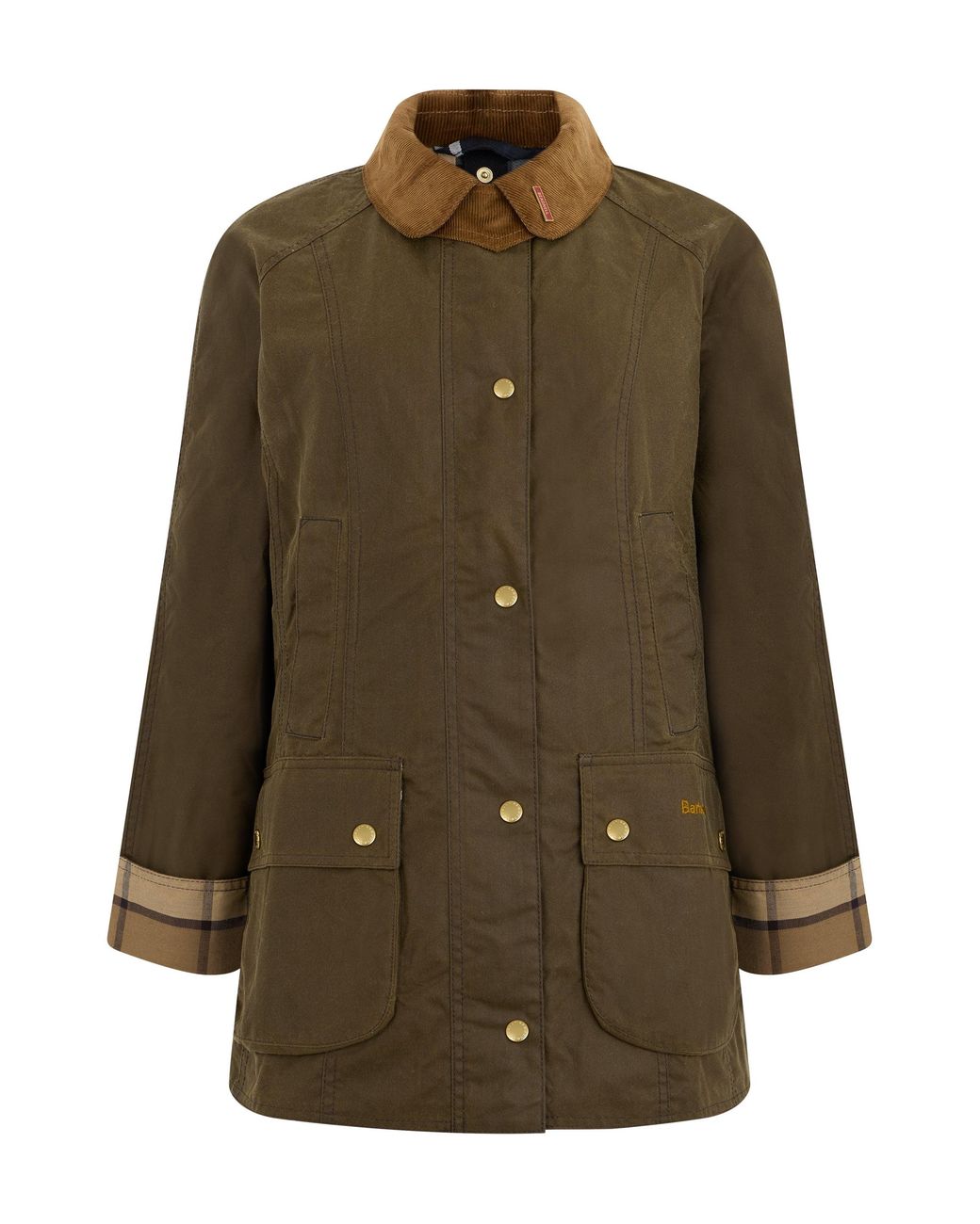 Barbour Green Jacket With Contrasting Collar