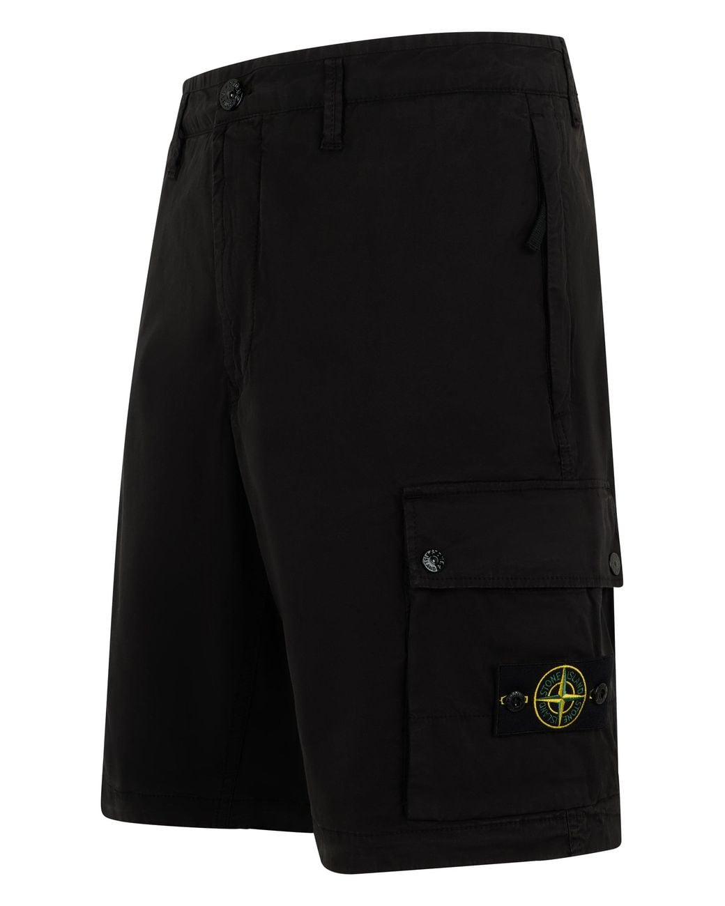 Stone Island Black Cotton Cargo Bermuda for men