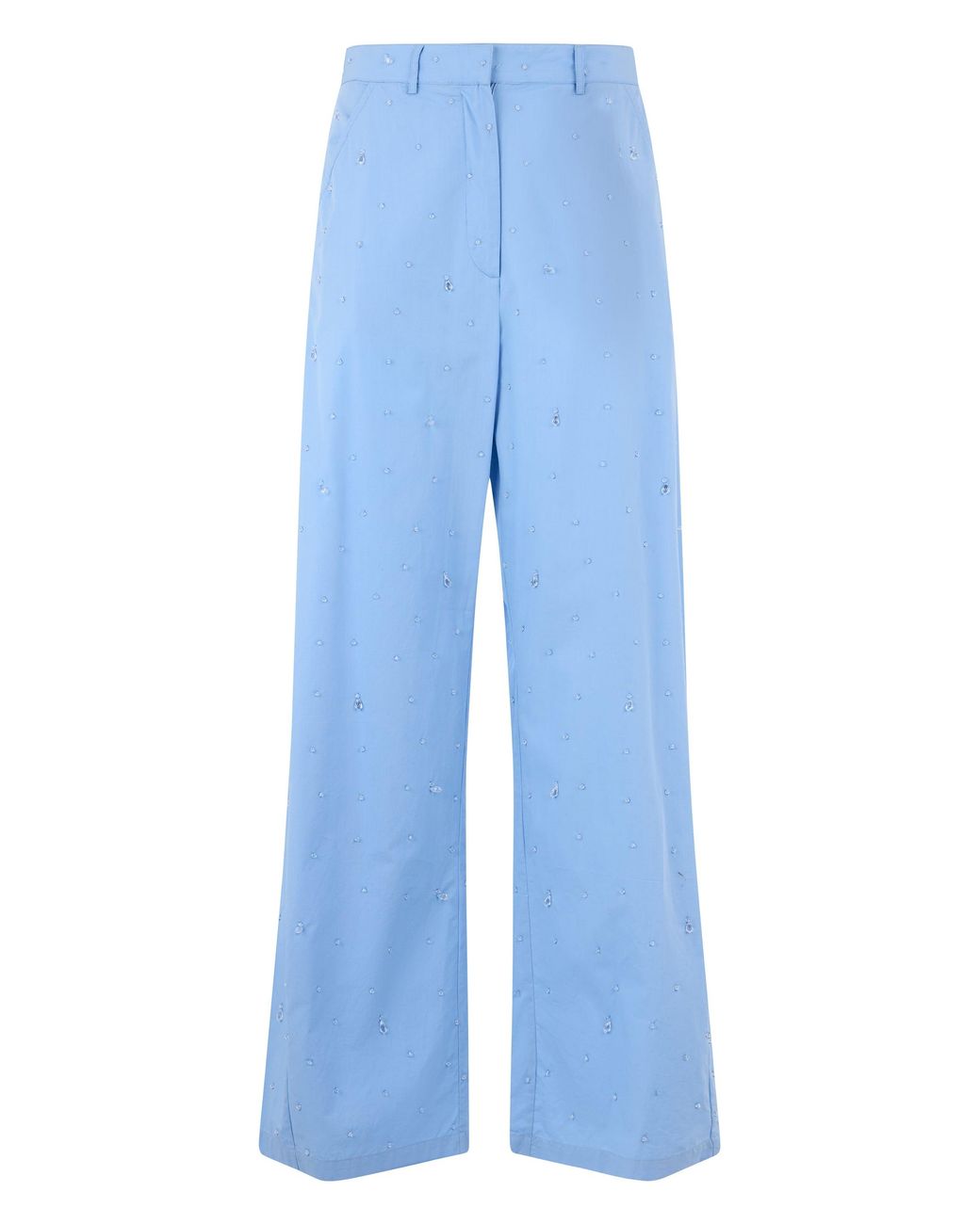 GIUSEPPE DI MORABITO Blue Straight Trousers With Decorative Crystals