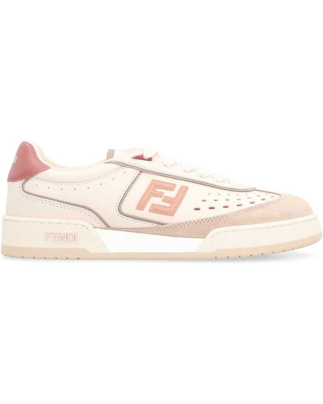 Fendi Pink Match Leather Low-Top Sneakers
