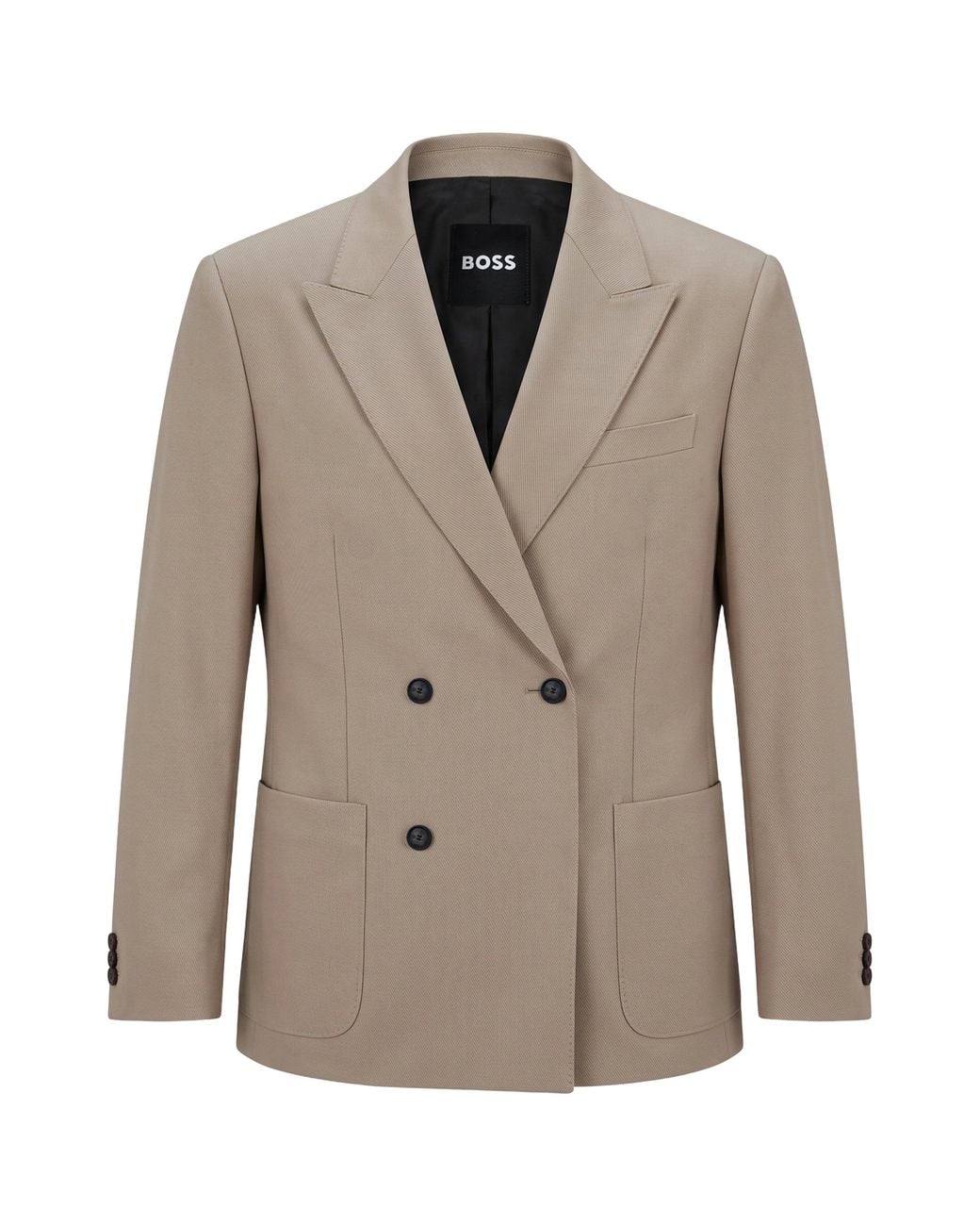 BOSS Double-Breasted Blazer in Natural for Men | Lyst