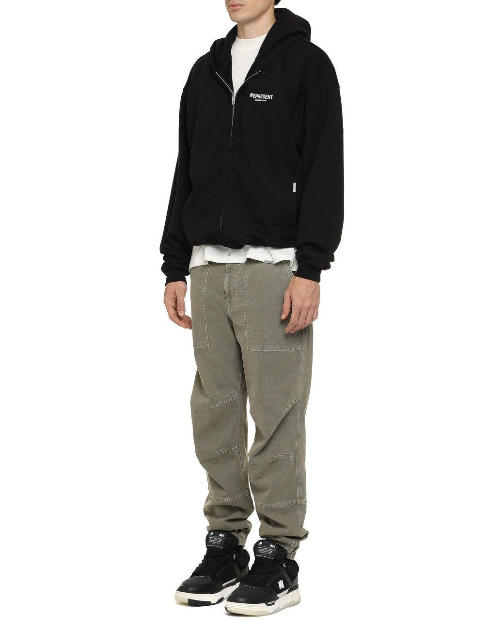 Represent Black Full-Zip Cotton Hoodie for men