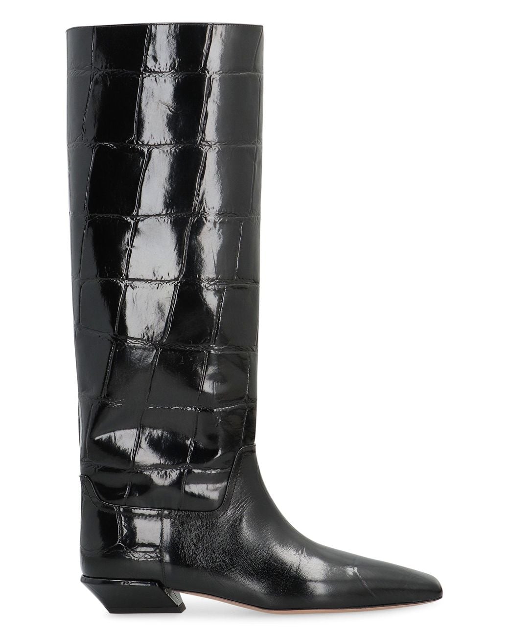Paris Texas Black Bettina Croco-Print Leather Boots