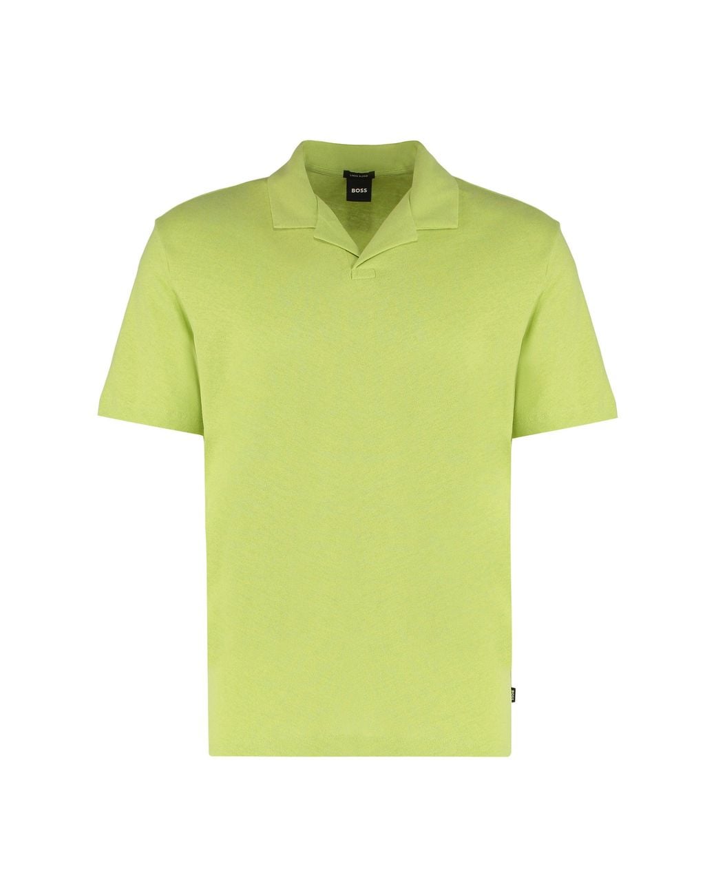 Boss Yellow Cotton-Linen Polo Shirt for men