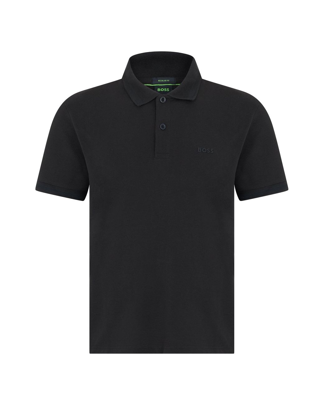 Boss Black Cotton Polo With Short Sleeves for men