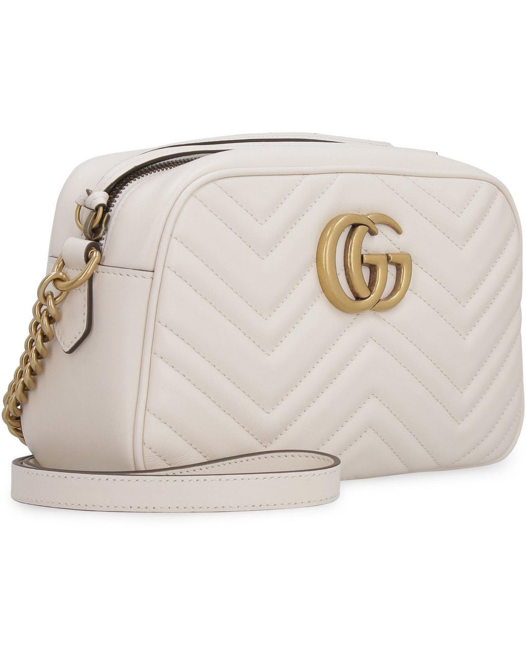 Gucci Natural Gg Marmont Quilted Leather Shoulder Bag