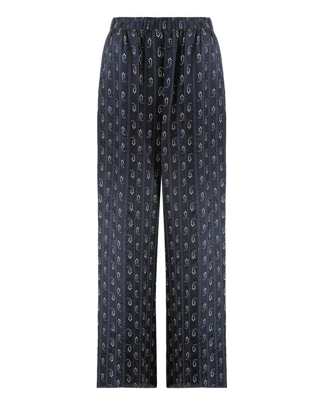 Tory Burch Blue Wide-Leg Viscose-Silk Trousers, Trousers
