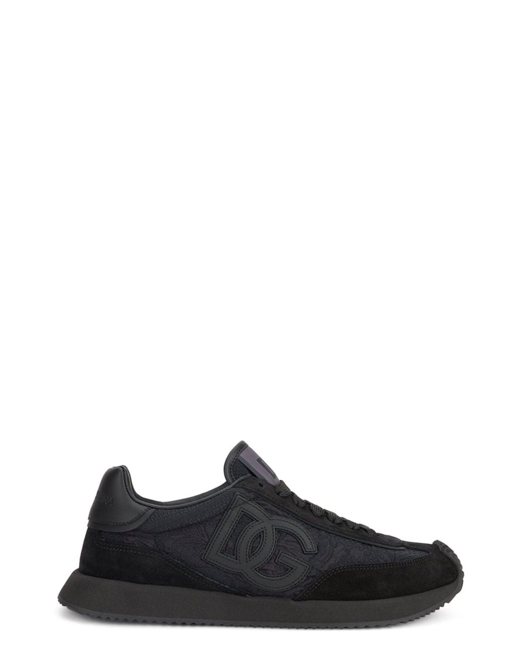 Dolce & Gabbana Black Sneakers Low Top Cushion With Monogram And Embroidery