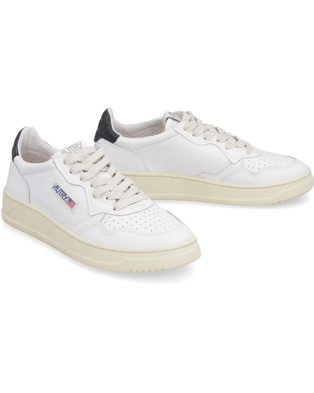 Autry White Medalist Leather Low-Top Sneakers