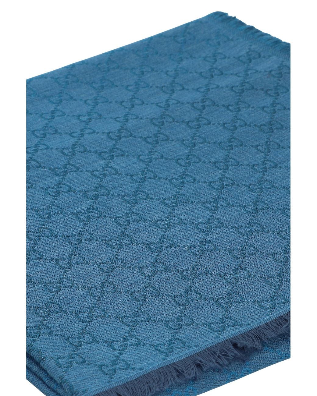 Gucci Blue Tessuti Gg Jacquard Shawl