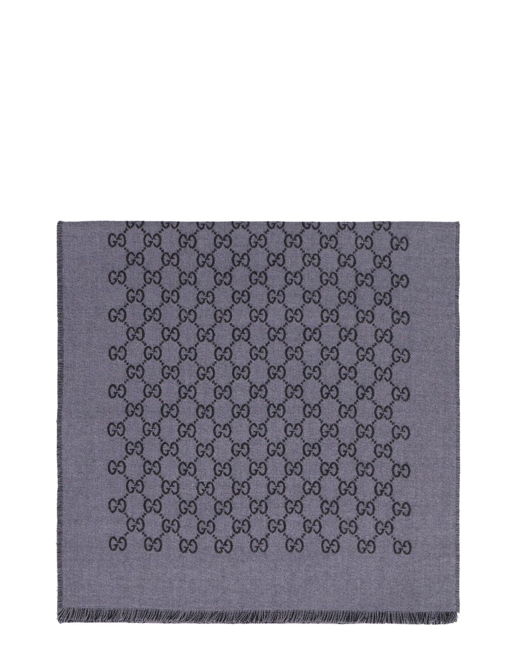 Gucci Gray Wool Gg Jacquard Scarf for men