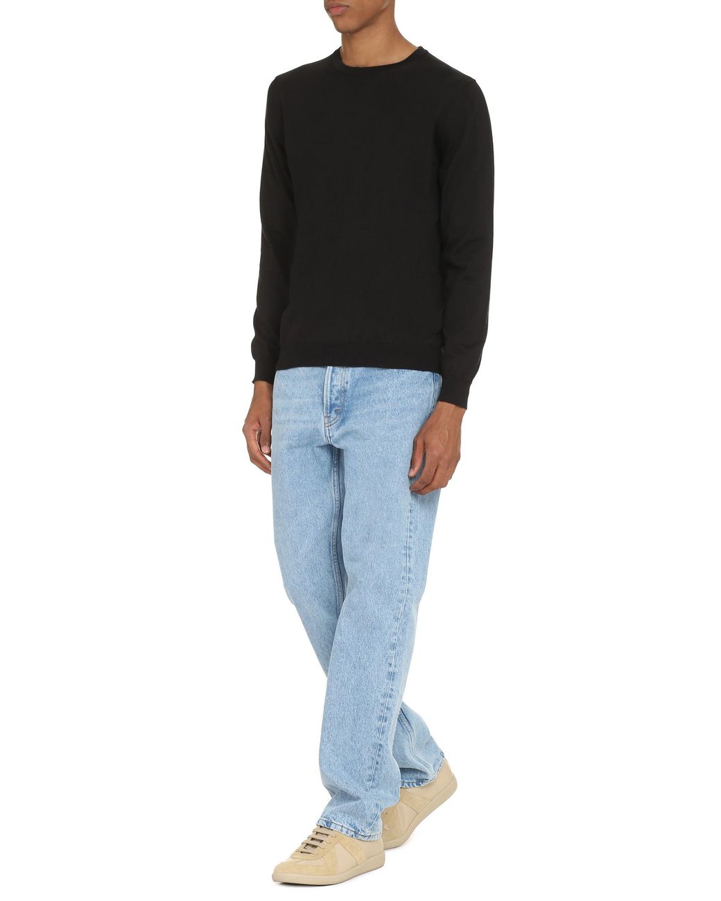 THE (Alphabet) Black Fine-Knit Sweater for men