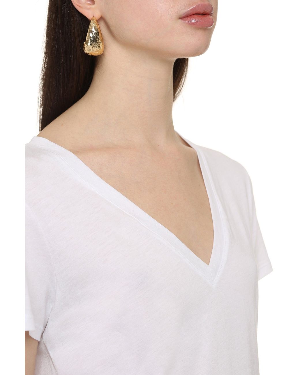 Vince White V-Neck Cotton T-Shirt T-Shirts & Jerseys