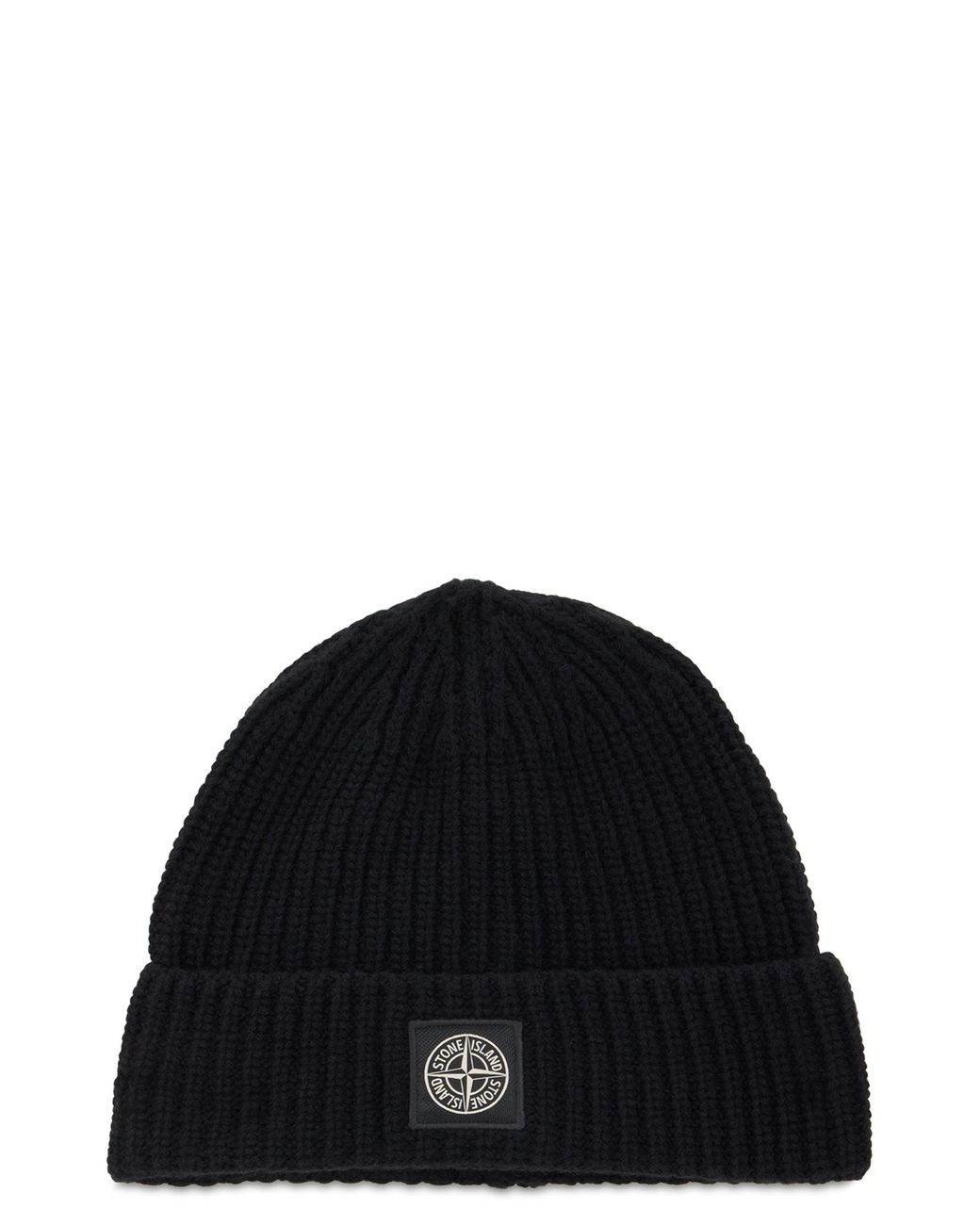 Stone Island Black Ribbed Hat for men