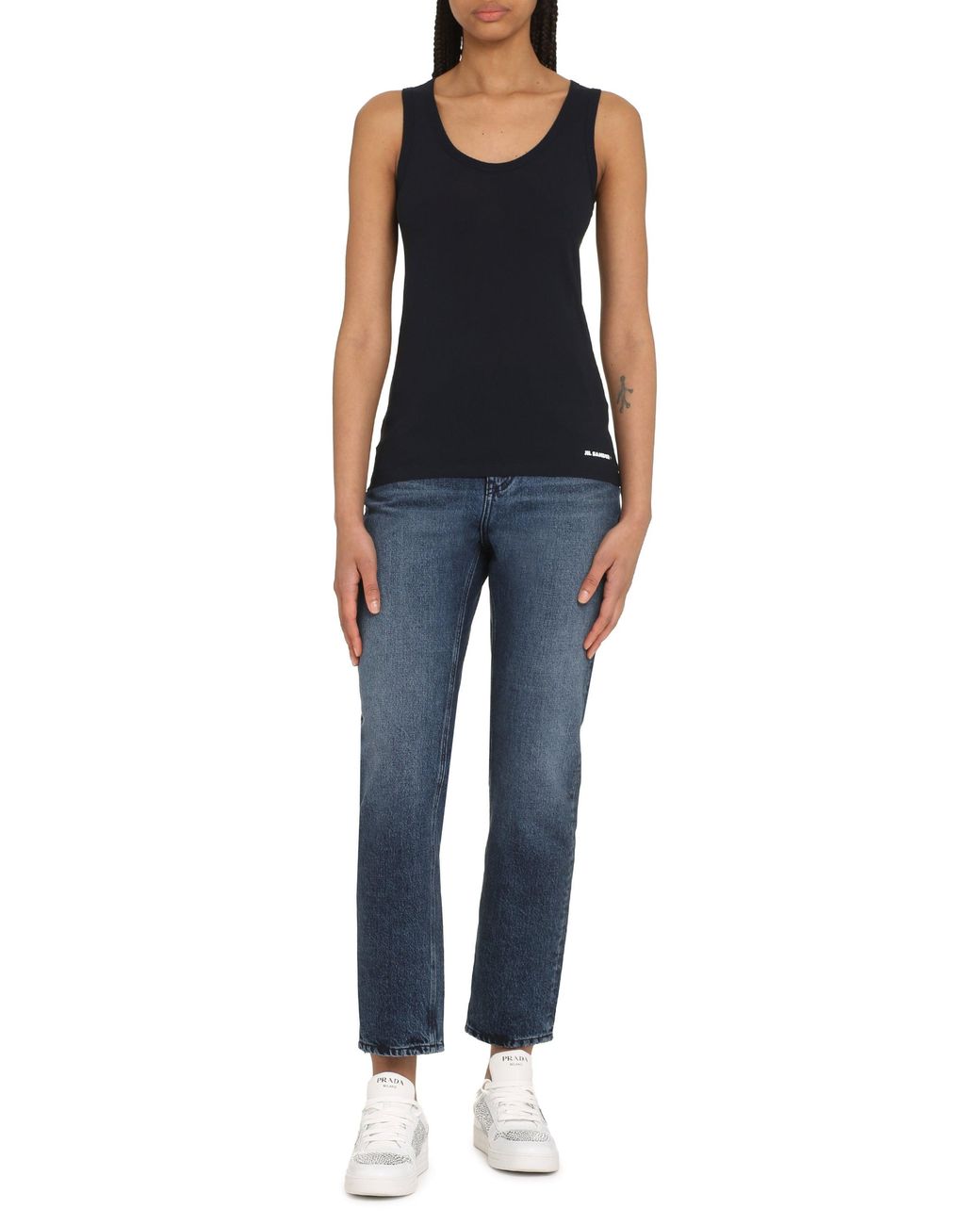 Jil Sander Black Cotton Tank Top