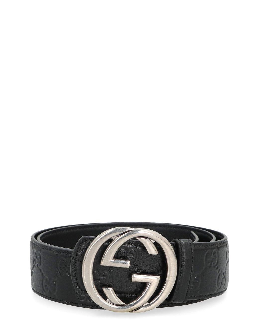 Gucci Black Reversible Leather Belt With Gg Buckle for men