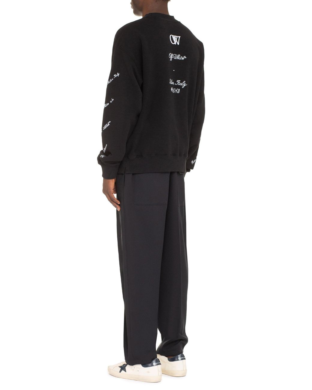 Off-White c/o Virgil Abloh Black Cotton Crew-Neck Sweatshirt General Crocodile Skin Sweatshirts for men