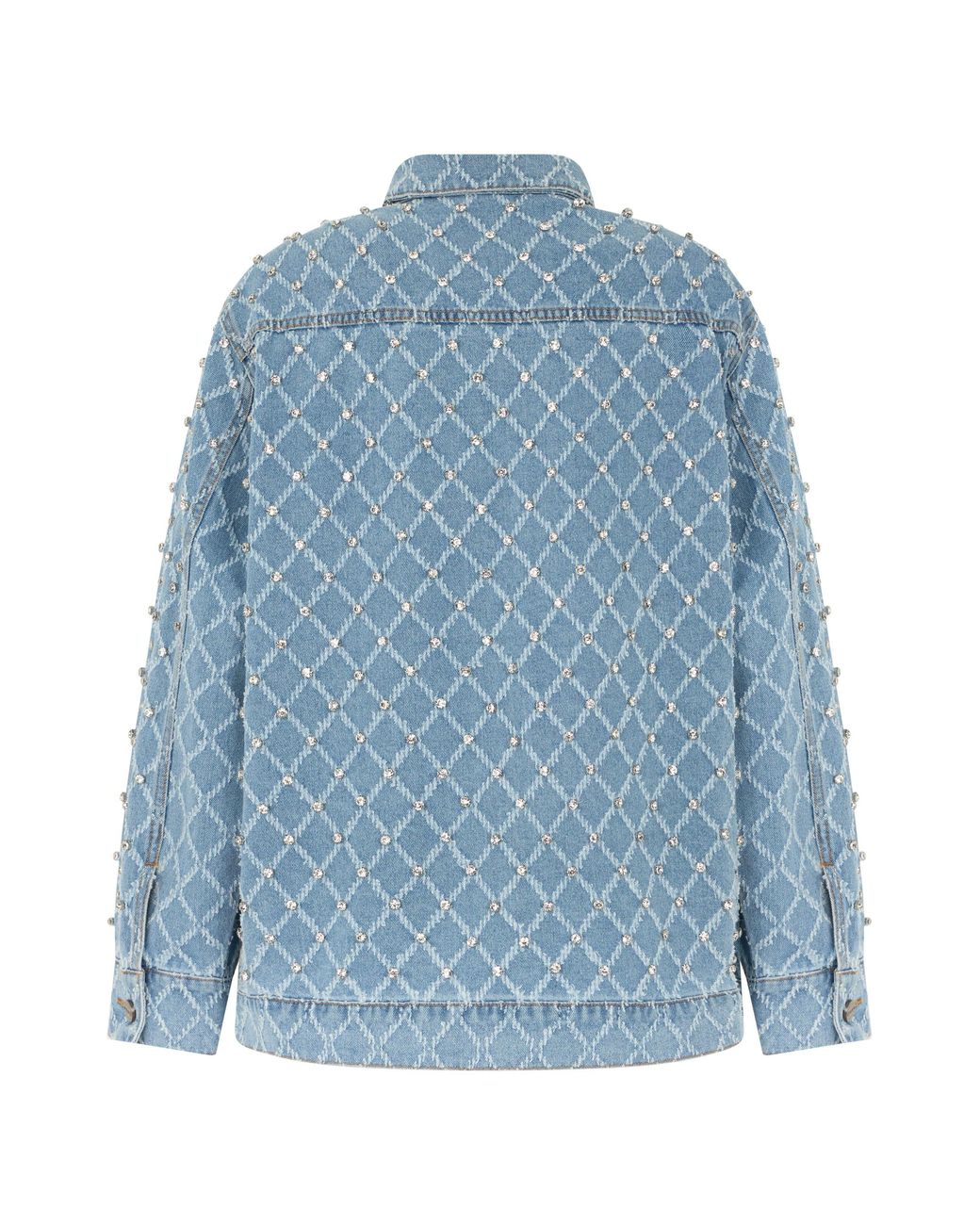 Pinko Blue Denim Jacket Made Of Cotton With Rhinestones