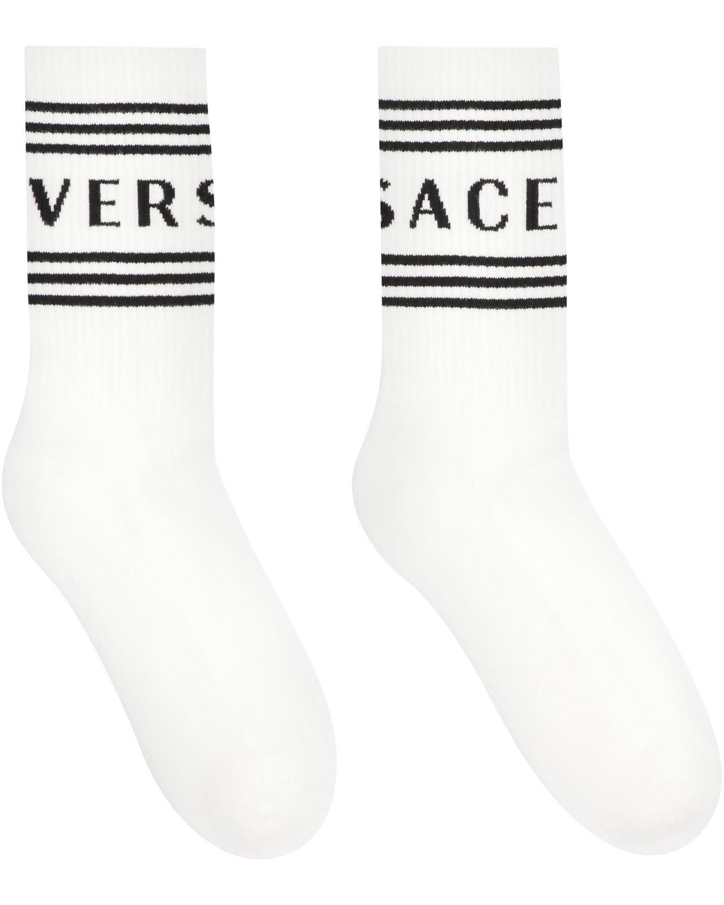 Versace Black Cotton Socks With Logo for men