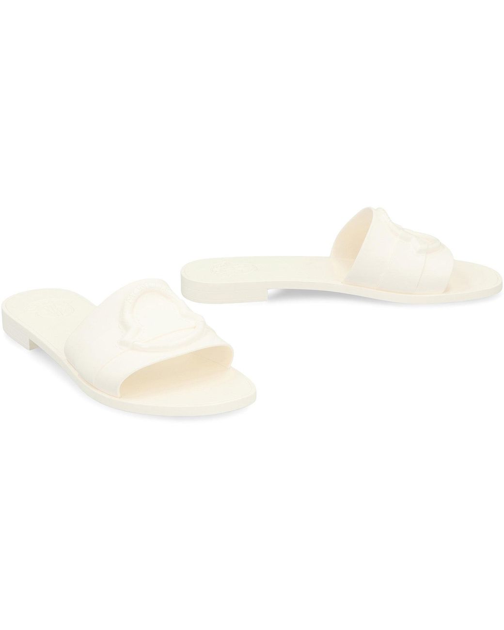 Moncler White Round-Toe Rubber Slides Sandal