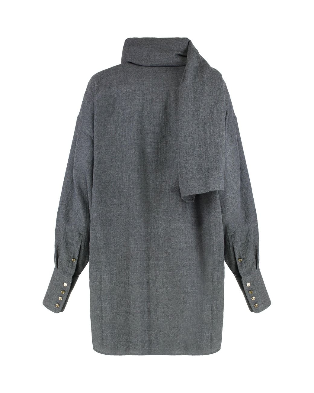 DARKPARK Gray Georgia Shirt With Removable Wool Scarf