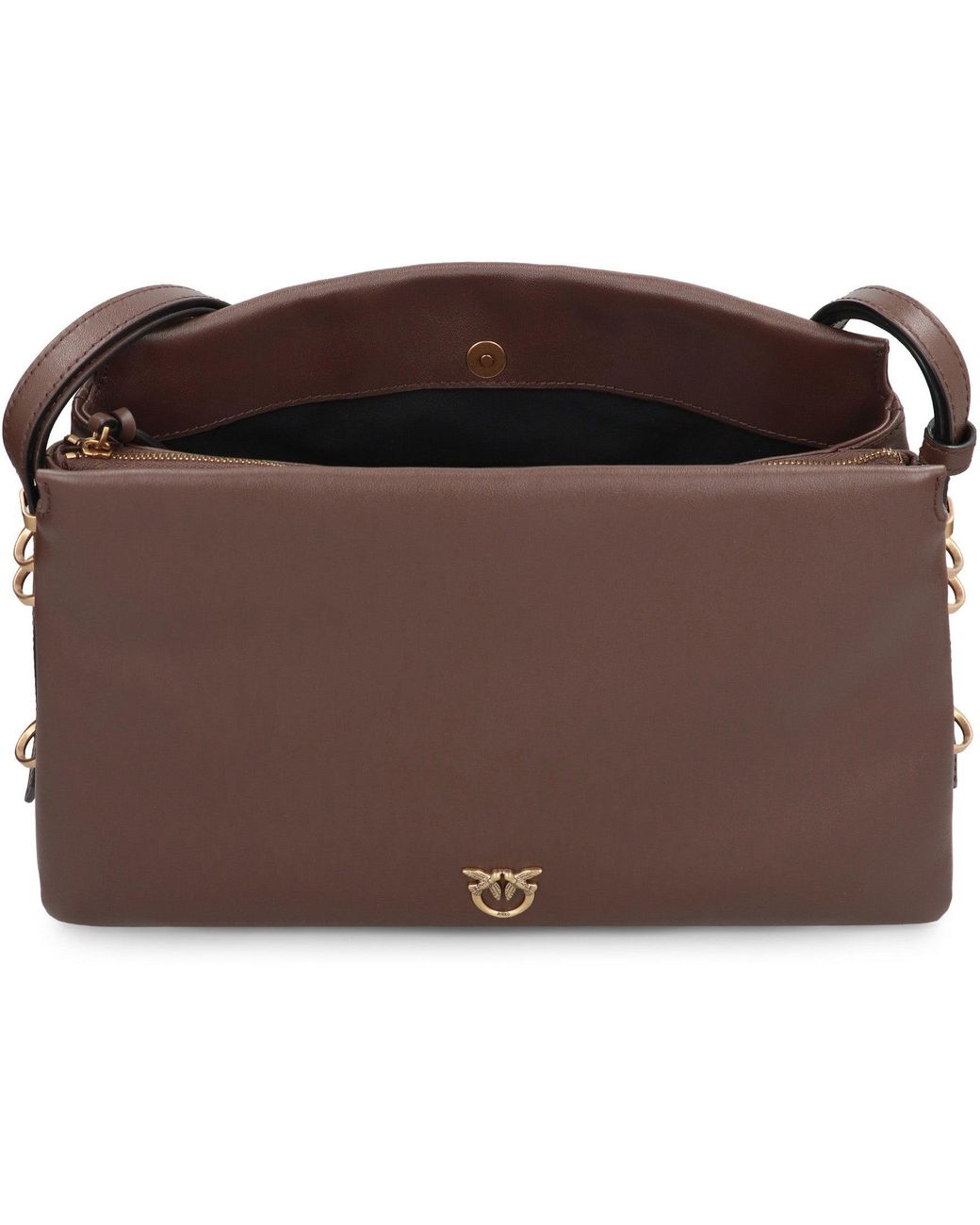 Pinko Brown Crossbody Bag One, Two, Three Leather Calf Shoulder