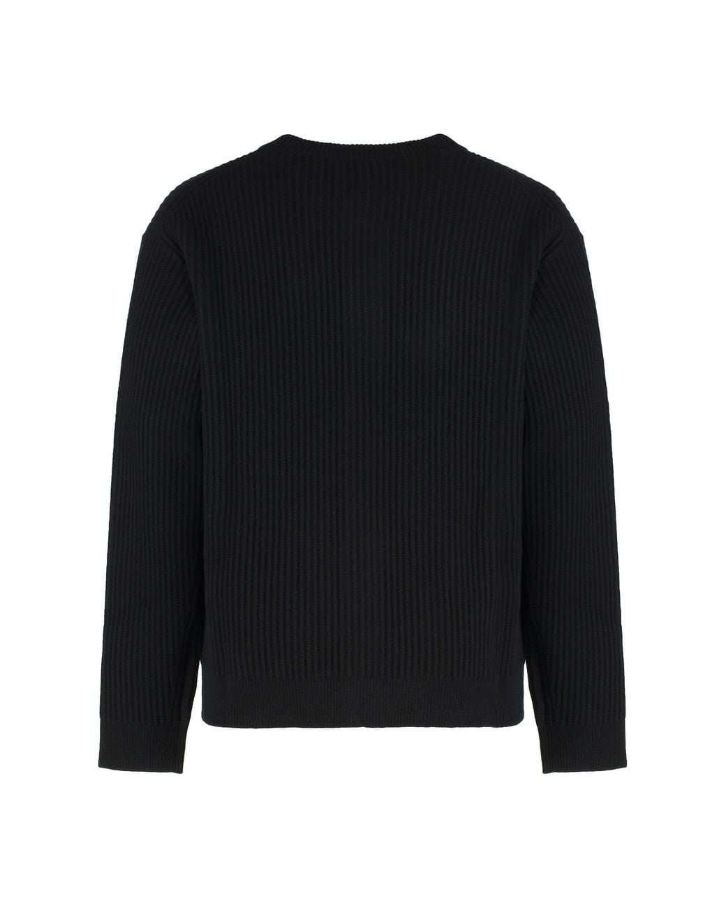 Maison Kitsuné Black Ribbed Wool Cardigan With Fox Head Patch Cardigans for men