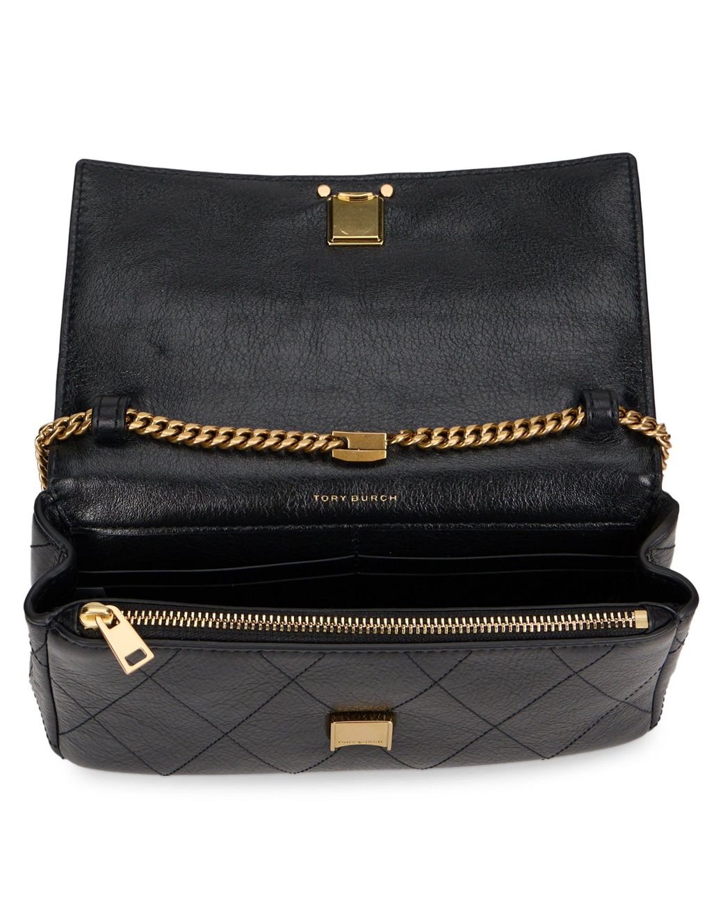 Tory Burch Gray Shoulder Bag Charlie Leather Calfskin