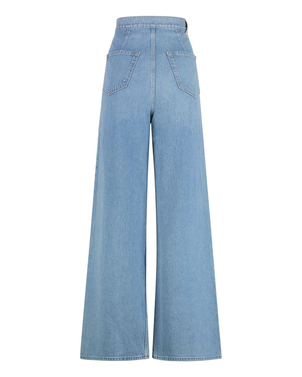 Mother Blue Fold Funnel Wide-Leg Jeans Cotton