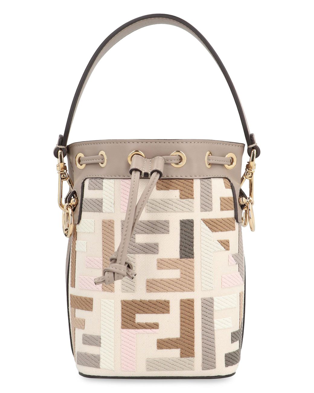 FENDI Dove Grey Mesh Mini Mon Tresor Bucket Bag