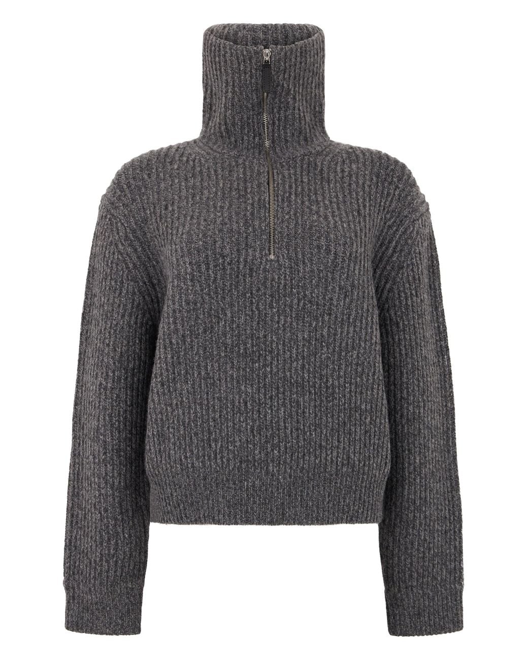 Vince Gray Sweater With Zip Collar
