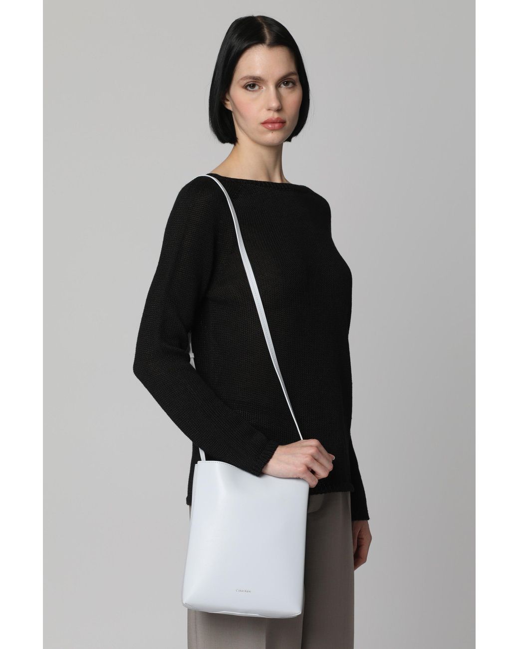 Calvin Klein White Leather Crossbody Bag