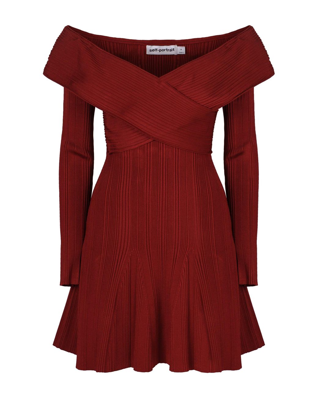 Self-Portrait Red Mini Knitted Viscose Dress