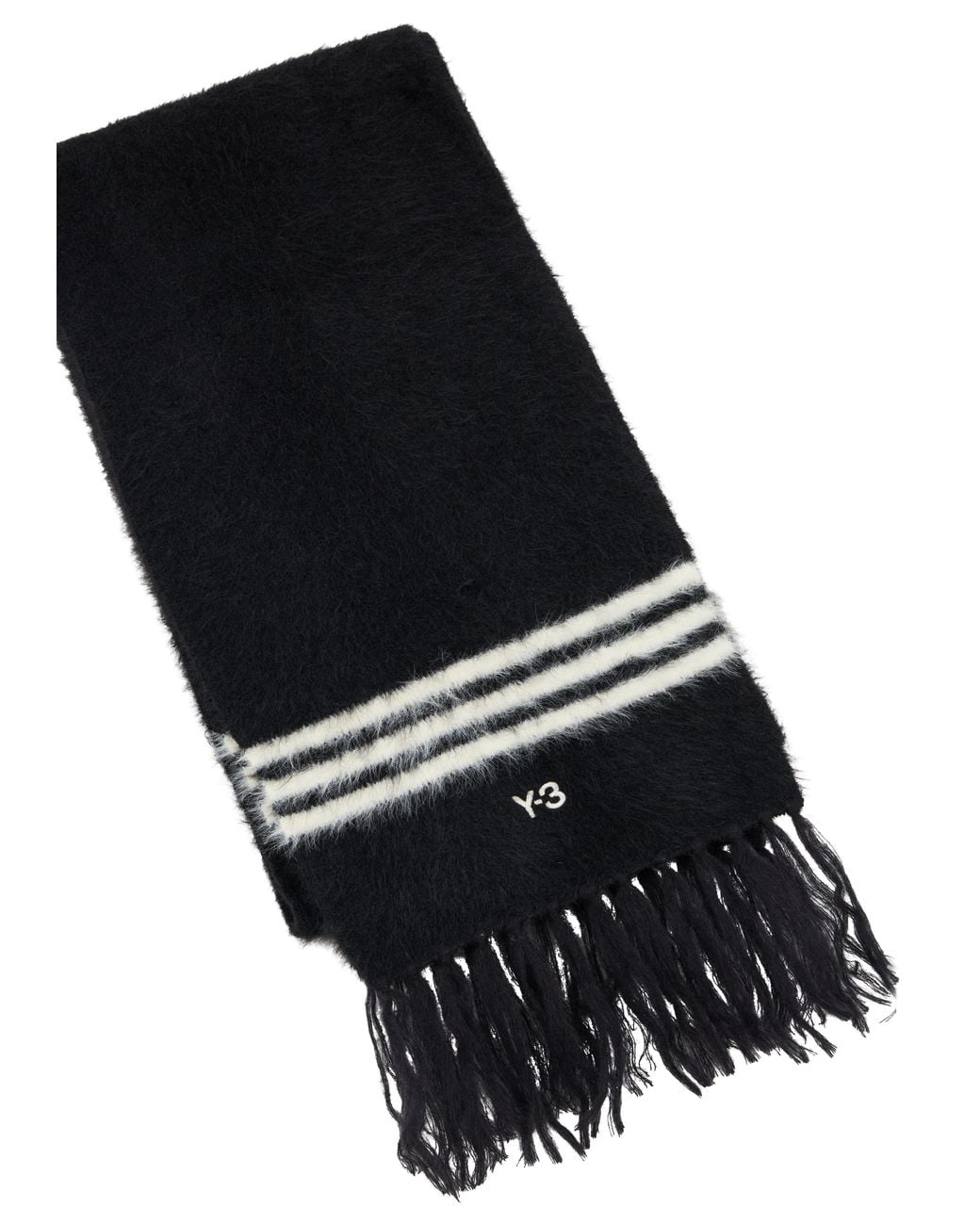 Y-3 Black Scarf With Fringes