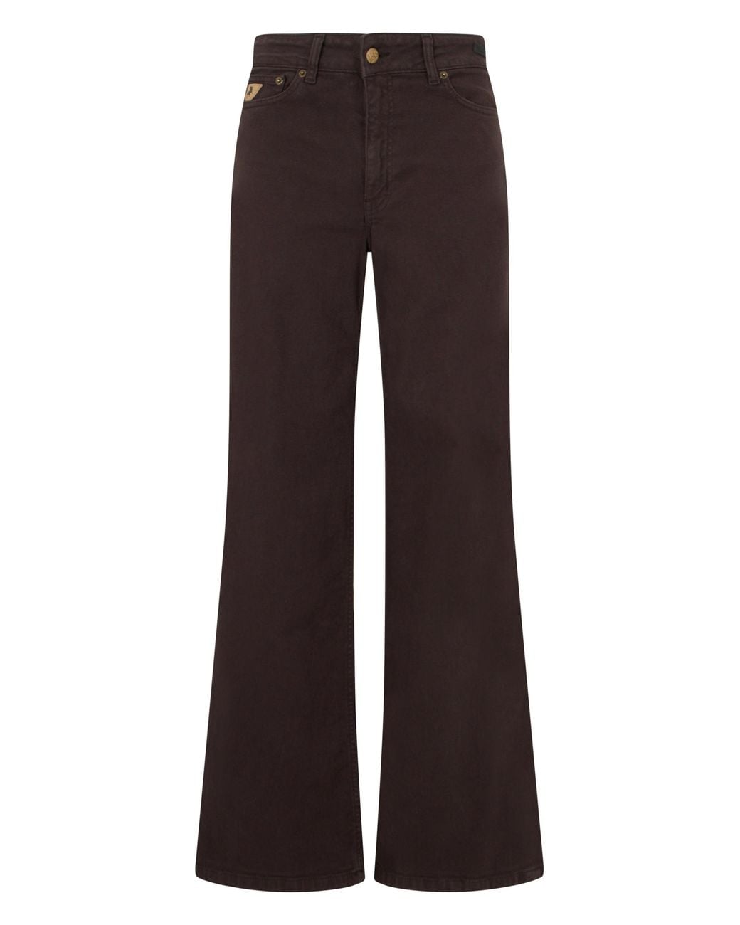 Lois Brown Loose High-Waist Cotton Denim With Wide Flare Legs