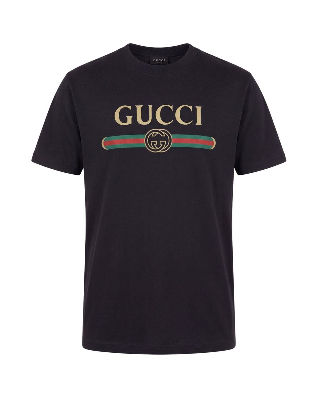 Gucci Black Cotton And Silk T-Shirt With Logo
