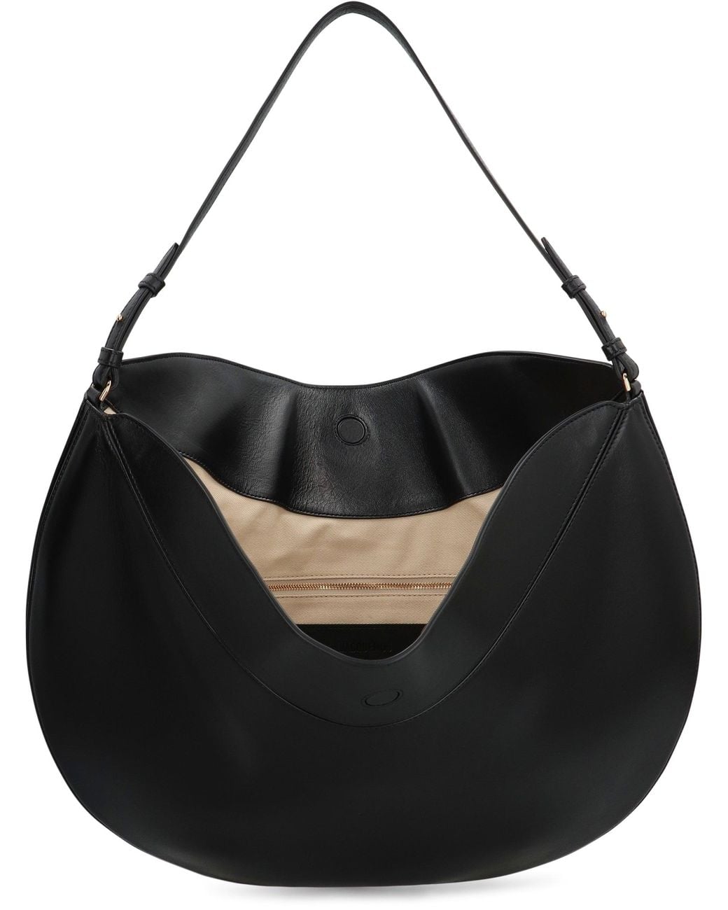Jacquemus Black Hobo Bag Ovalo Leather Calf Shoulder