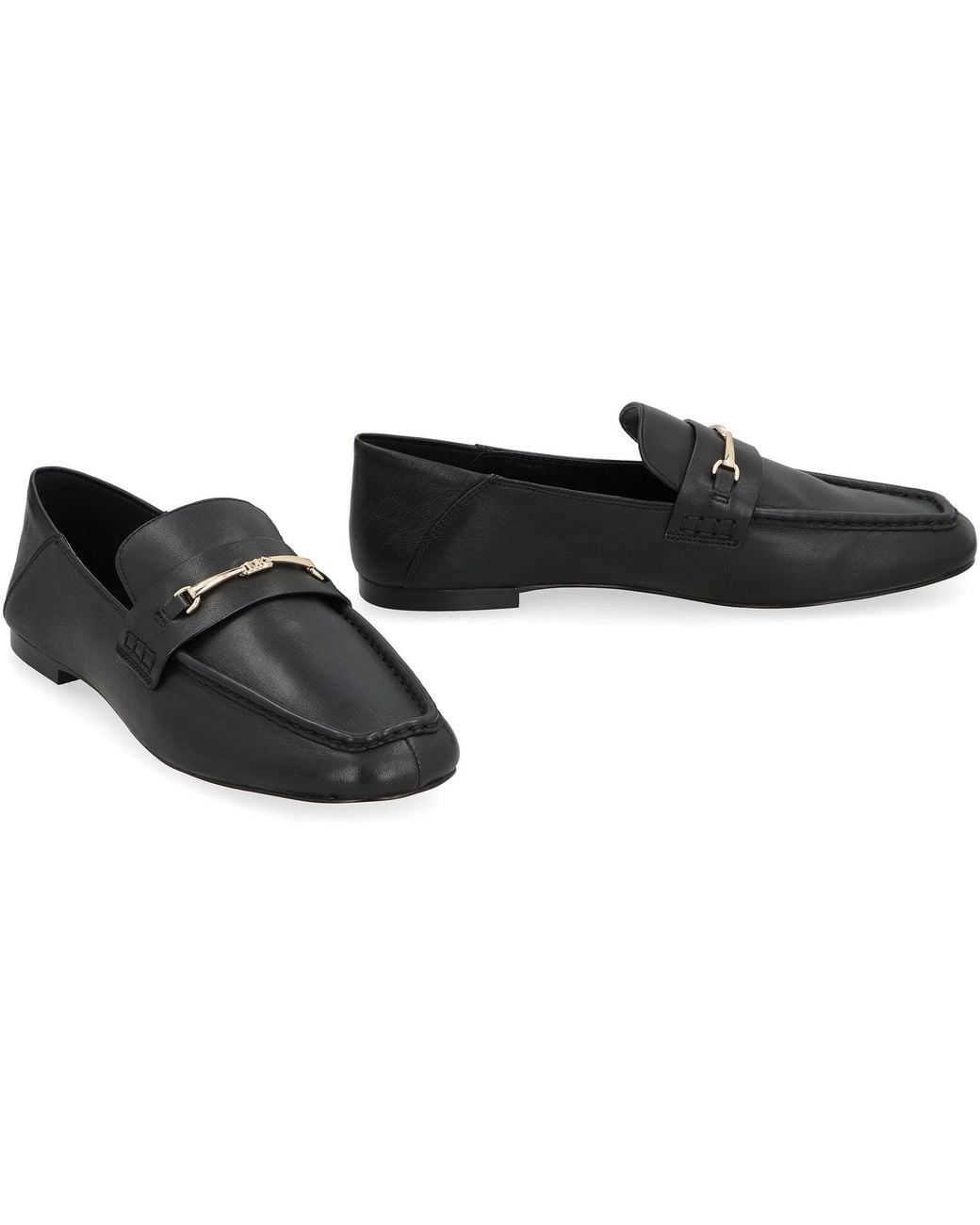 MICHAEL Michael Kors Black Lena Leather Loafers Goatskin