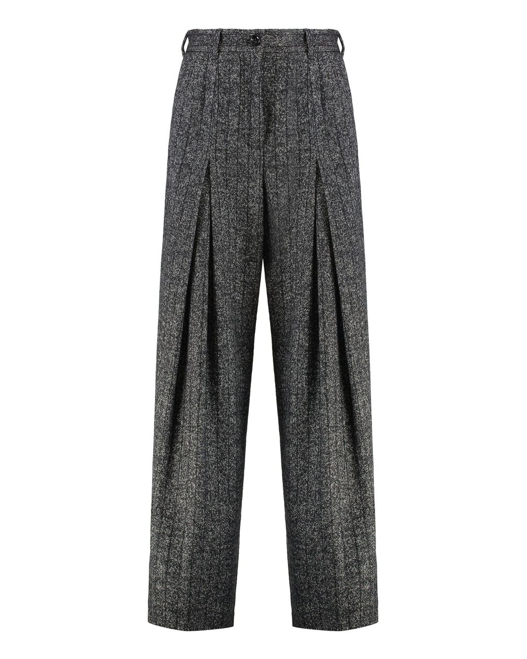 Dolce & Gabbana Gray Wool Wide-Leg Trousers