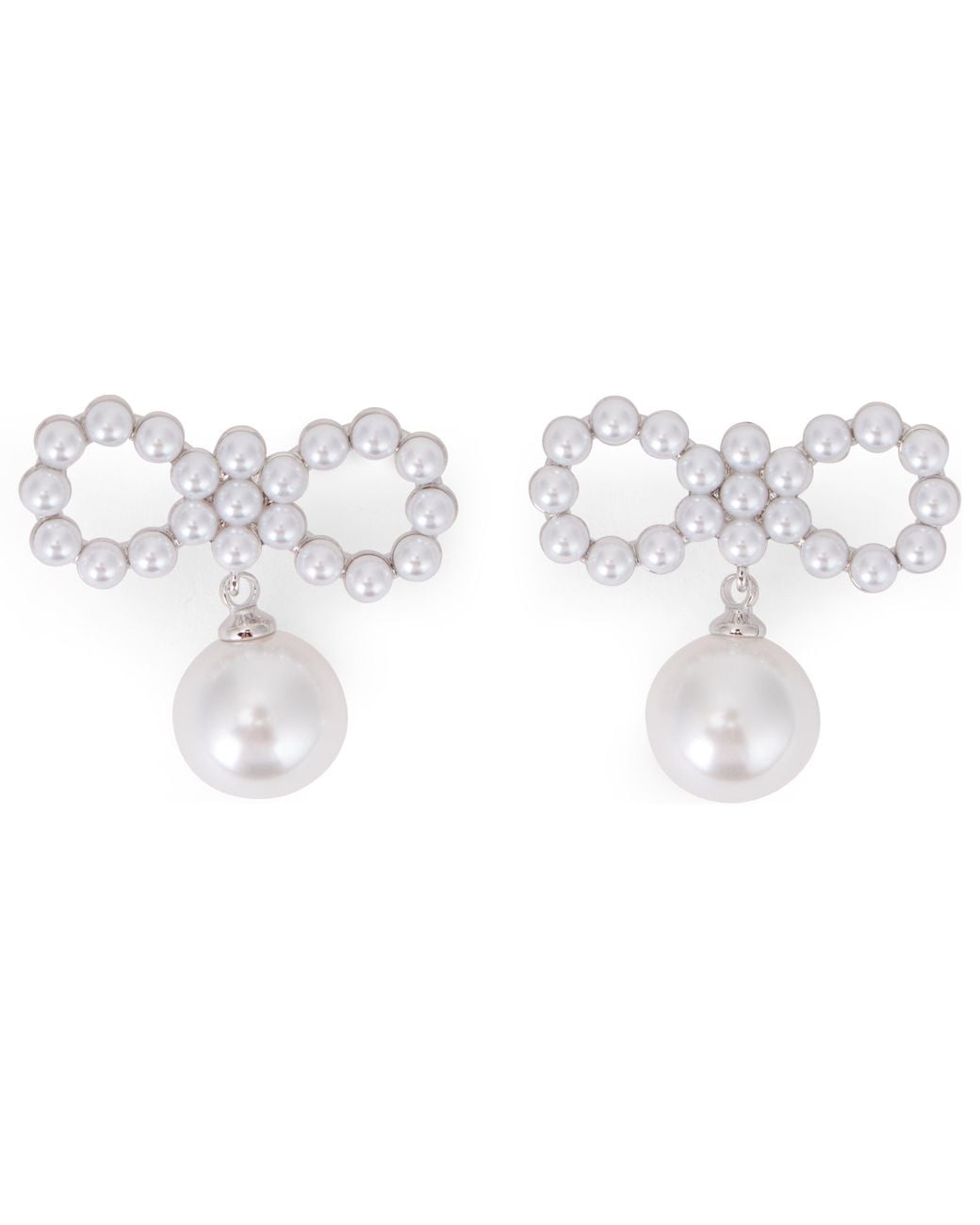 Self-Portrait White Earrings With Bow And Pearl