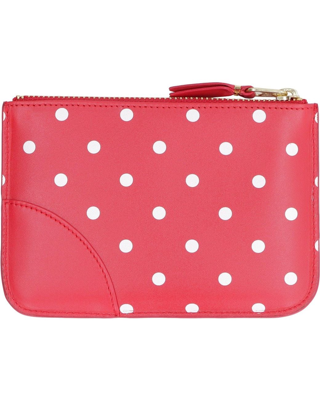 Comme des Garçons Red Logo Detail Flat Leather Pouch
