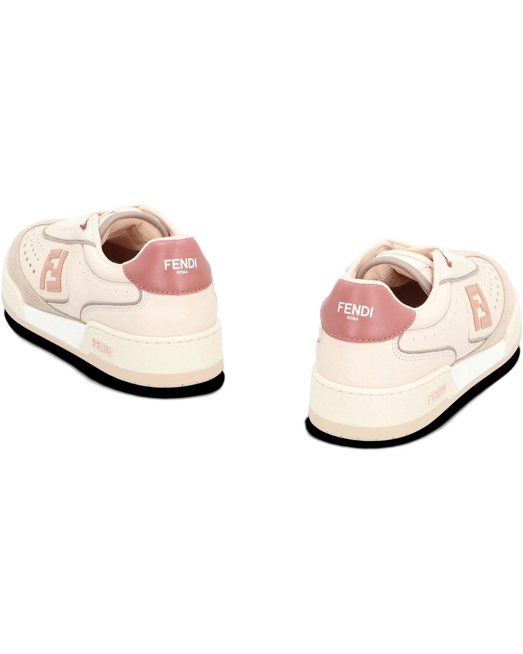 Fendi Pink Match Leather Low-Top Sneakers