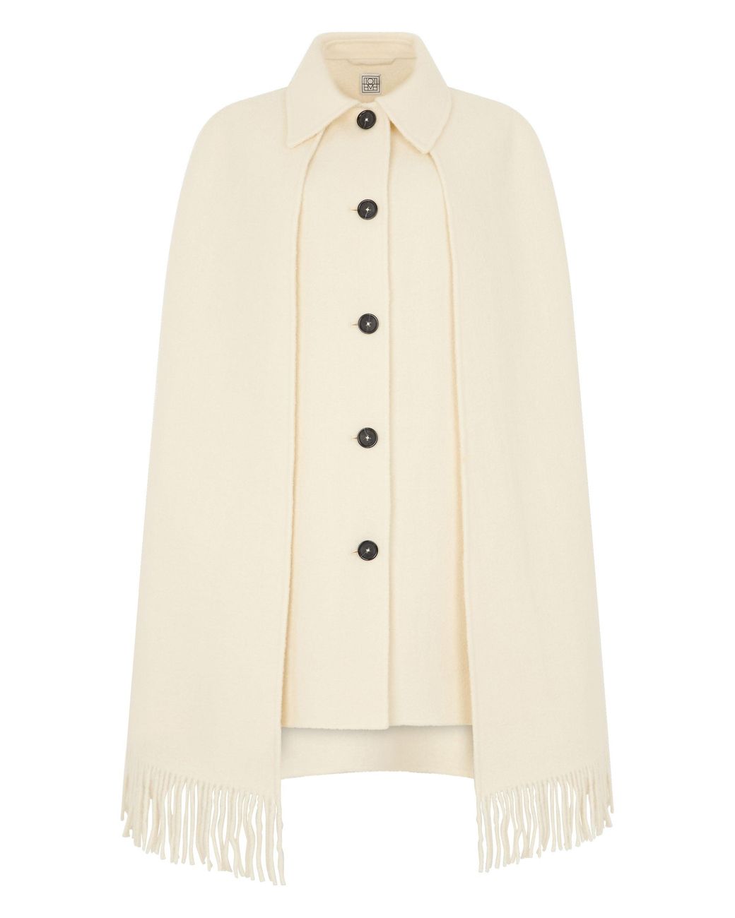 Totême Natural Coat With Cape Made Of Wool