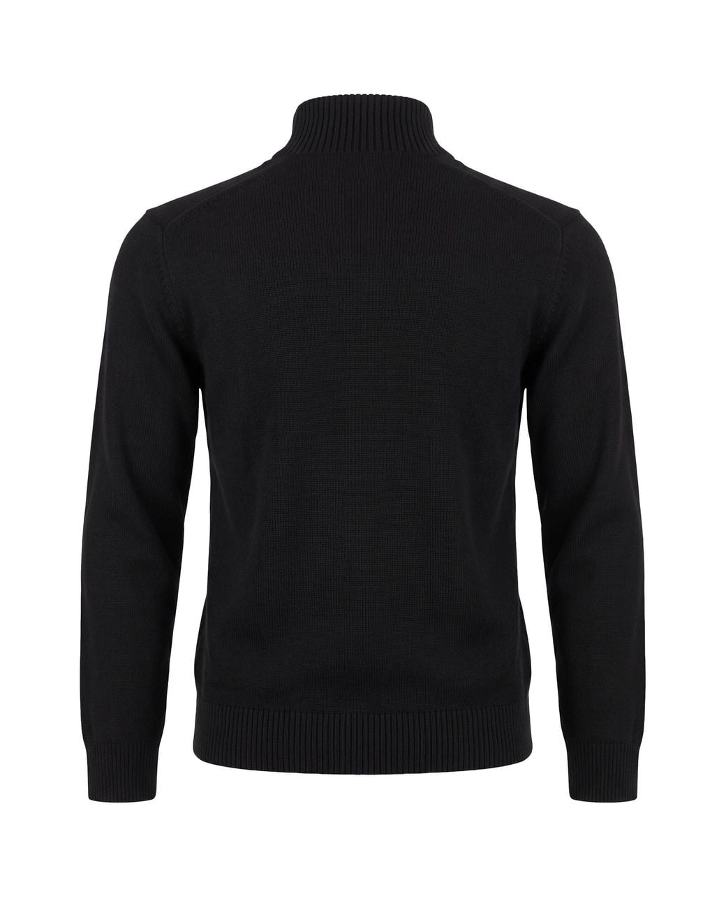 Gant Black Cotton Sweater With Zip Collar for men
