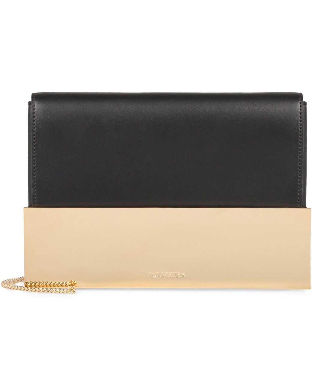 Aquazzura Black Calf Leather Muse Flap Clutch