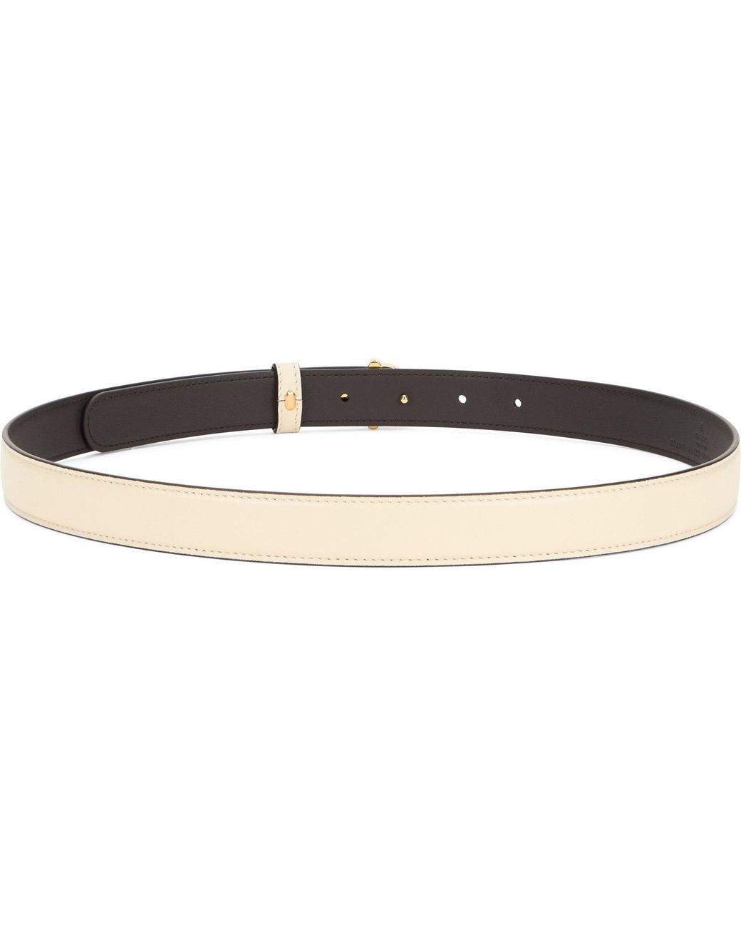 Gucci White Thin Belt With Half Buckle Morsetto