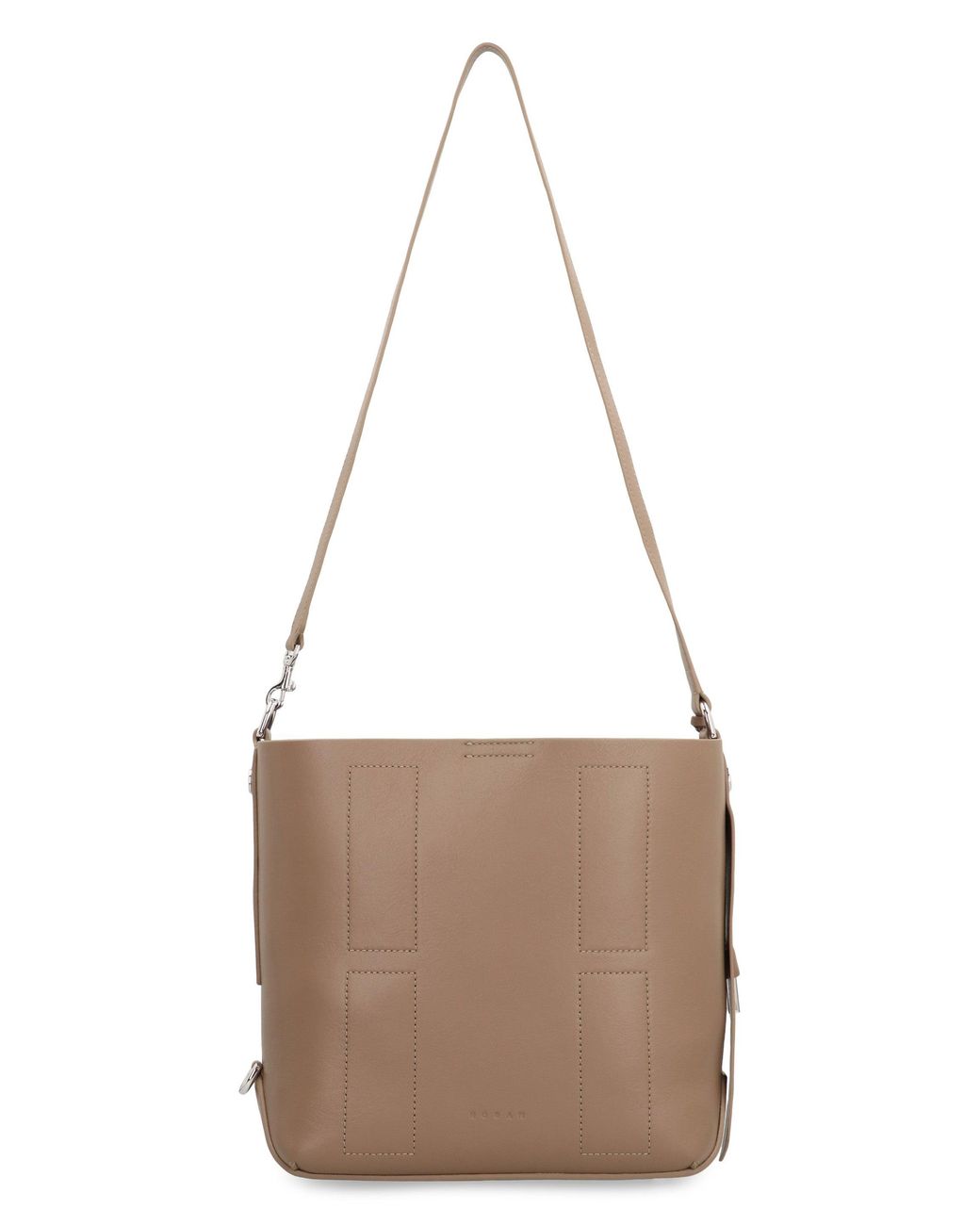 Hogan Brown Hobo Bag Hocket Piccola Calf Leather Shoulder